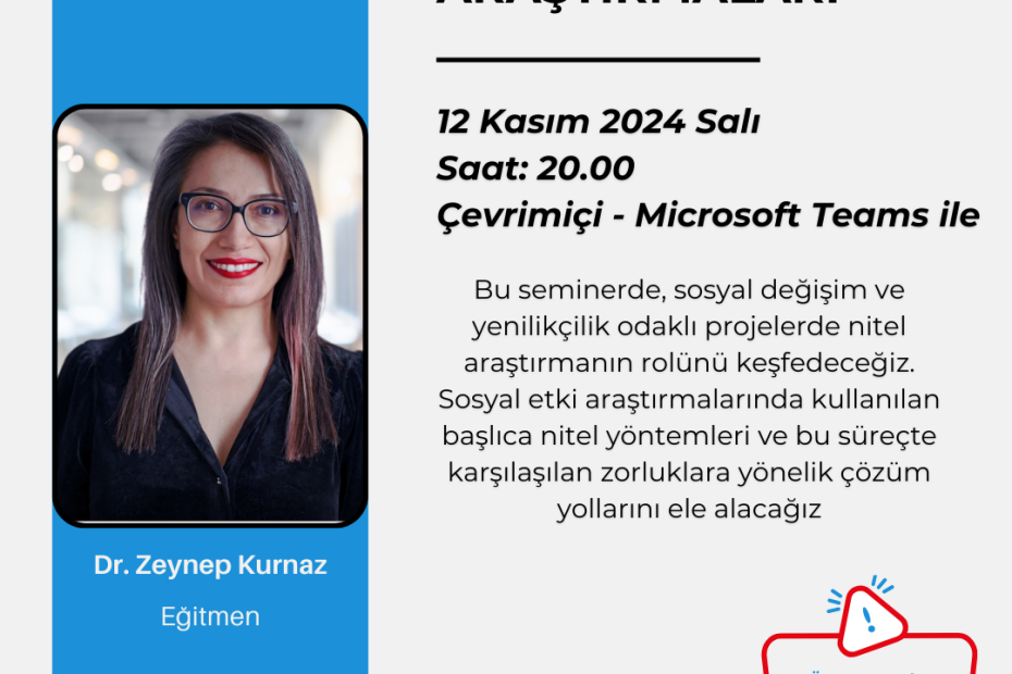 Sosyal etki araştırması konulu seminerimize katılarak, kalitatif araştırma yöntemleri ve veri toplama teknikleri hakkında derinlemesine bilgi edinin. Bu etkinlikte, sosyal etkiyi anlamak ve analiz etmek için kullanılan nitel yöntemler, etik hususlar ve gerçek uygulama örnekleri ile yöntemlerin nasıl uygulandığı detaylıca ele alınacaktır.