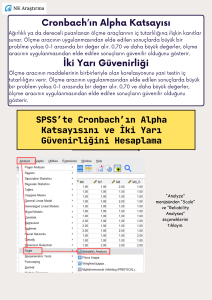 SPSS'te güvenirliğin nasıl hesaplandığını gösteriyor